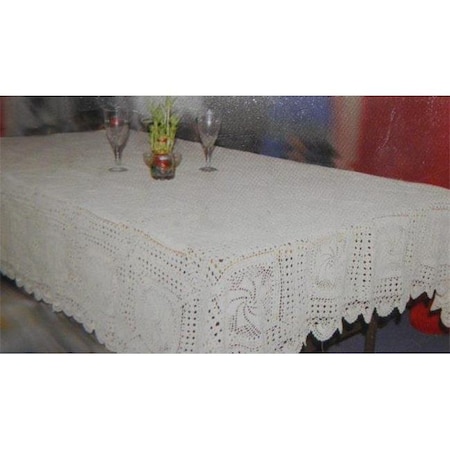 Tapestry Trading GL-29I6090 60 X 90 In. Handmade Indian Crochet Table Cloth; Ivory